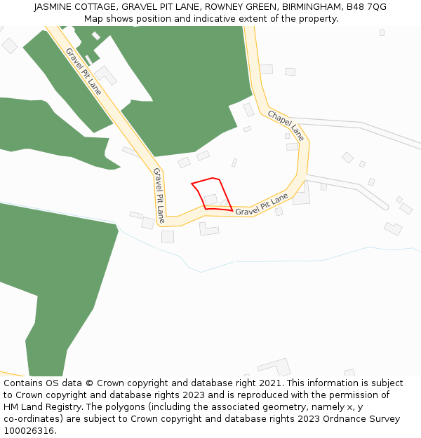 JASMINE COTTAGE, GRAVEL PIT LANE, ROWNEY GREEN, BIRMINGHAM, B48 7QG: Location map and indicative extent of plot