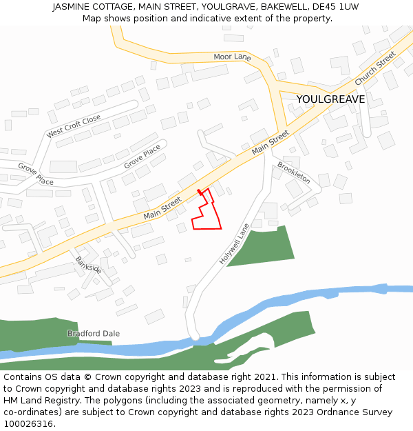 JASMINE COTTAGE, MAIN STREET, YOULGRAVE, BAKEWELL, DE45 1UW: Location map and indicative extent of plot