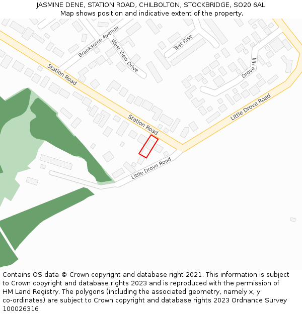 JASMINE DENE, STATION ROAD, CHILBOLTON, STOCKBRIDGE, SO20 6AL: Location map and indicative extent of plot