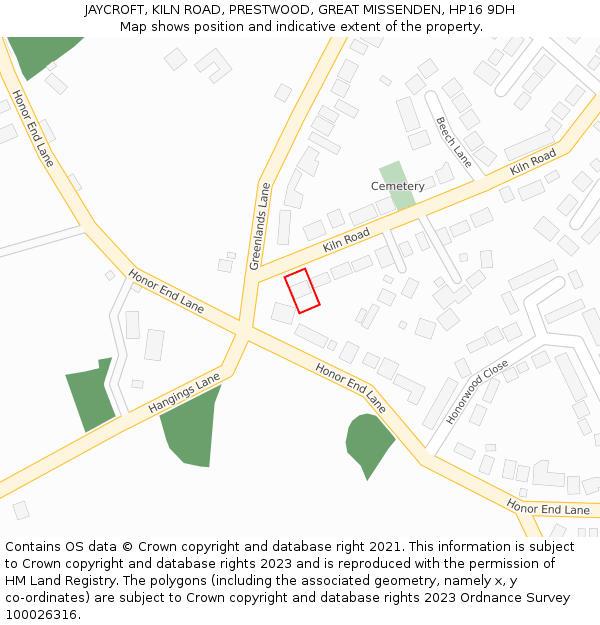 JAYCROFT, KILN ROAD, PRESTWOOD, GREAT MISSENDEN, HP16 9DH: Location map and indicative extent of plot