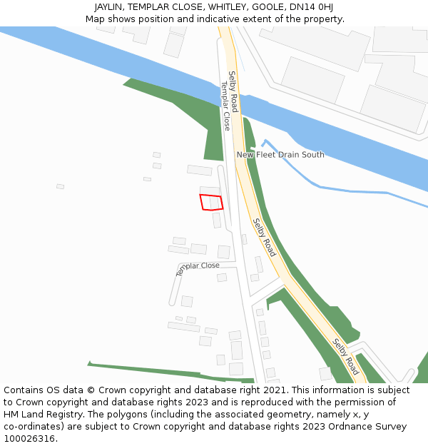 JAYLIN, TEMPLAR CLOSE, WHITLEY, GOOLE, DN14 0HJ: Location map and indicative extent of plot