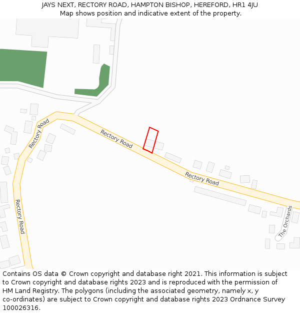 JAYS NEXT, RECTORY ROAD, HAMPTON BISHOP, HEREFORD, HR1 4JU: Location map and indicative extent of plot