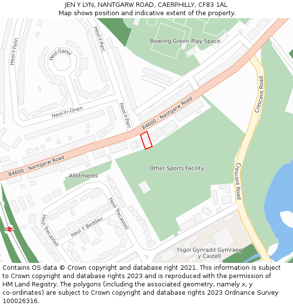 JEN Y LYN, NANTGARW ROAD, CAERPHILLY, CF83 1AL: Location map and indicative extent of plot