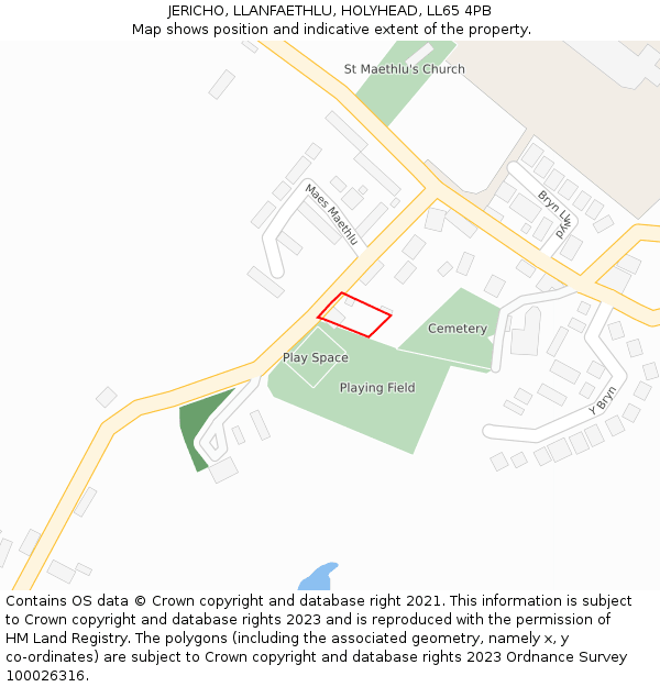 JERICHO, LLANFAETHLU, HOLYHEAD, LL65 4PB: Location map and indicative extent of plot