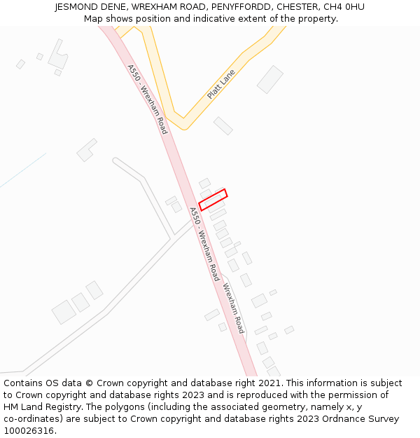 JESMOND DENE, WREXHAM ROAD, PENYFFORDD, CHESTER, CH4 0HU: Location map and indicative extent of plot