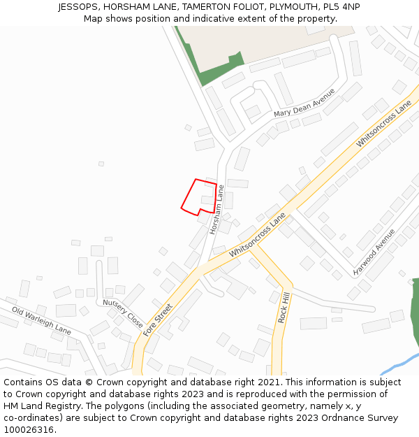 JESSOPS, HORSHAM LANE, TAMERTON FOLIOT, PLYMOUTH, PL5 4NP: Location map and indicative extent of plot