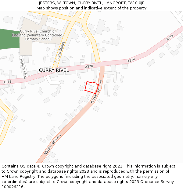 JESTERS, WILTOWN, CURRY RIVEL, LANGPORT, TA10 0JF: Location map and indicative extent of plot