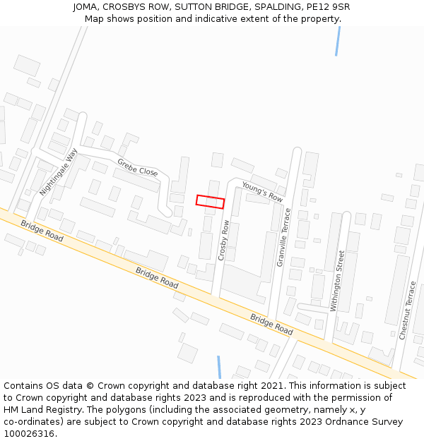 JOMA, CROSBYS ROW, SUTTON BRIDGE, SPALDING, PE12 9SR: Location map and indicative extent of plot