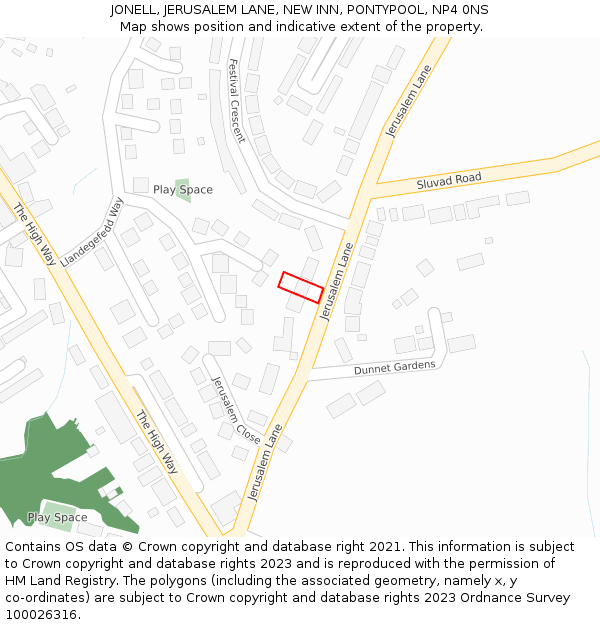 JONELL, JERUSALEM LANE, NEW INN, PONTYPOOL, NP4 0NS: Location map and indicative extent of plot