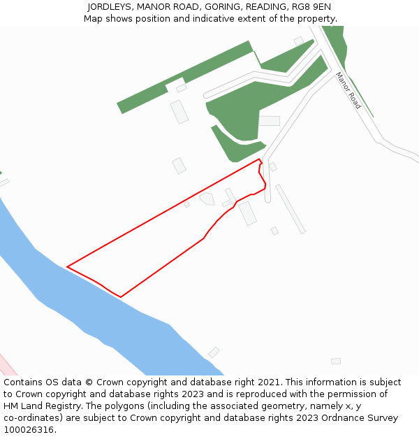 JORDLEYS, MANOR ROAD, GORING, READING, RG8 9EN: Location map and indicative extent of plot