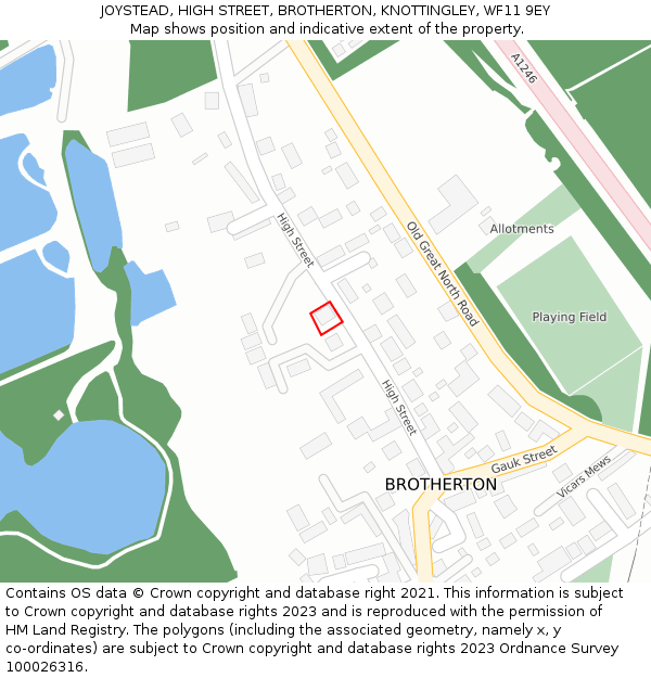 JOYSTEAD, HIGH STREET, BROTHERTON, KNOTTINGLEY, WF11 9EY: Location map and indicative extent of plot