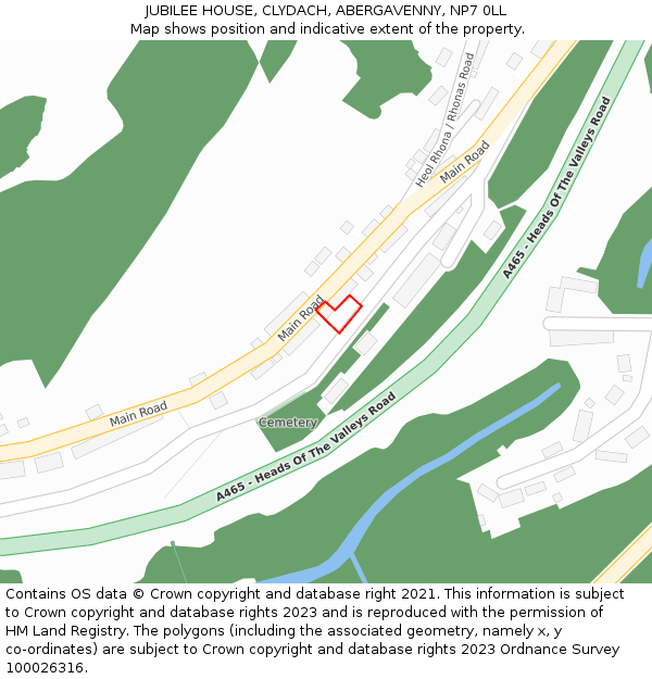 JUBILEE HOUSE, CLYDACH, ABERGAVENNY, NP7 0LL: Location map and indicative extent of plot