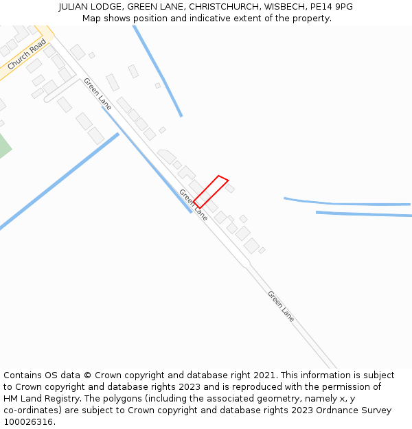 JULIAN LODGE, GREEN LANE, CHRISTCHURCH, WISBECH, PE14 9PG: Location map and indicative extent of plot