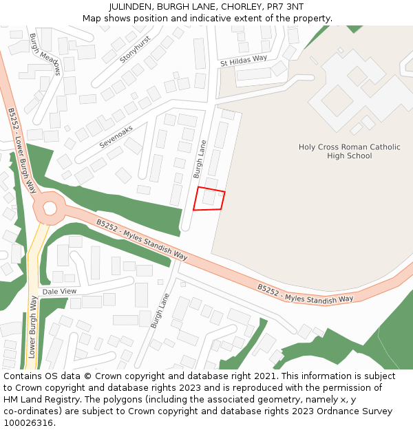 JULINDEN, BURGH LANE, CHORLEY, PR7 3NT: Location map and indicative extent of plot