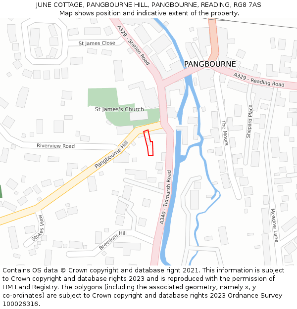 JUNE COTTAGE, PANGBOURNE HILL, PANGBOURNE, READING, RG8 7AS: Location map and indicative extent of plot