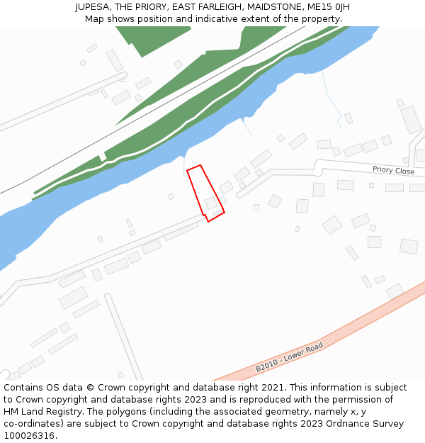 JUPESA, THE PRIORY, EAST FARLEIGH, MAIDSTONE, ME15 0JH: Location map and indicative extent of plot