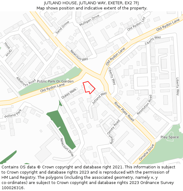 JUTLAND HOUSE, JUTLAND WAY, EXETER, EX2 7FJ: Location map and indicative extent of plot