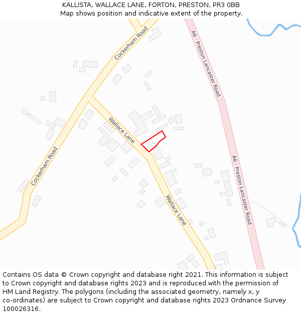 KALLISTA, WALLACE LANE, FORTON, PRESTON, PR3 0BB: Location map and indicative extent of plot