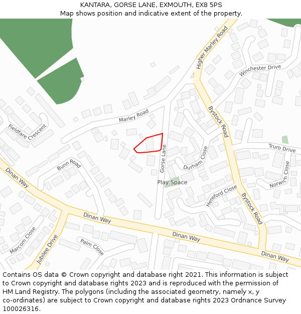 KANTARA, GORSE LANE, EXMOUTH, EX8 5PS: Location map and indicative extent of plot