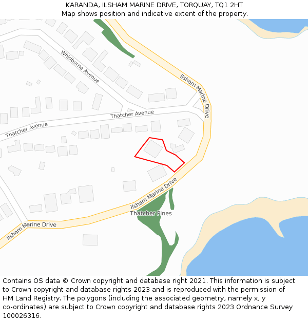 KARANDA, ILSHAM MARINE DRIVE, TORQUAY, TQ1 2HT: Location map and indicative extent of plot