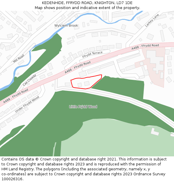 KEDENHIDE, FFRYDD ROAD, KNIGHTON, LD7 1DE: Location map and indicative extent of plot