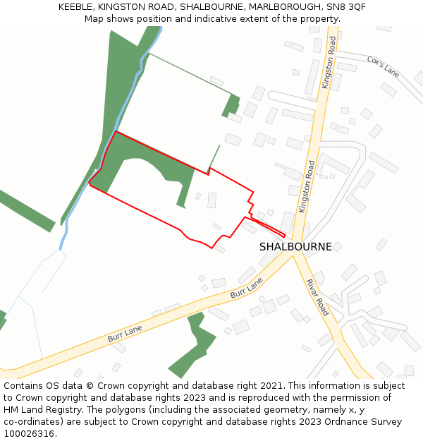 KEEBLE, KINGSTON ROAD, SHALBOURNE, MARLBOROUGH, SN8 3QF: Location map and indicative extent of plot