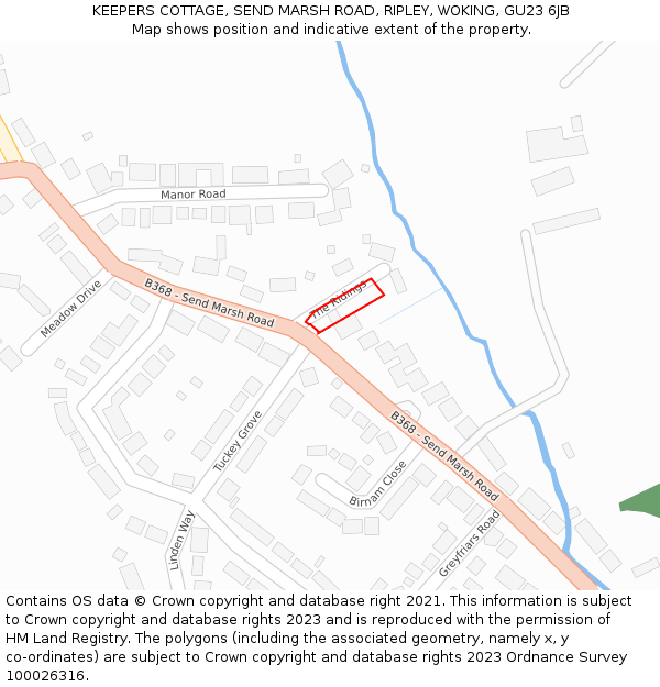 KEEPERS COTTAGE, SEND MARSH ROAD, RIPLEY, WOKING, GU23 6JB: Location map and indicative extent of plot