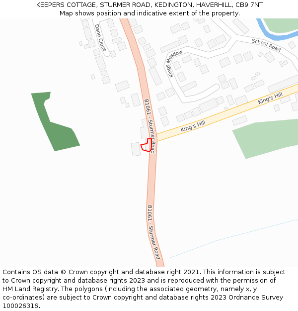 KEEPERS COTTAGE, STURMER ROAD, KEDINGTON, HAVERHILL, CB9 7NT: Location map and indicative extent of plot