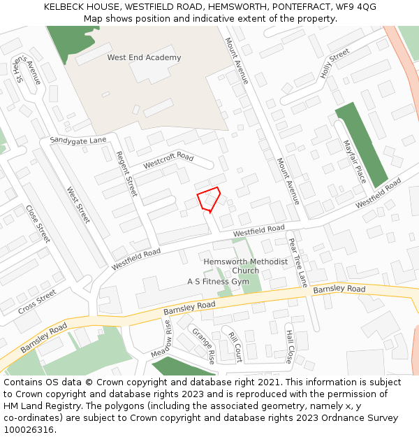 KELBECK HOUSE, WESTFIELD ROAD, HEMSWORTH, PONTEFRACT, WF9 4QG: Location map and indicative extent of plot