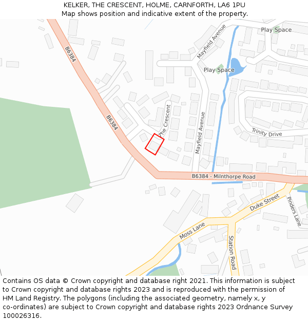 KELKER, THE CRESCENT, HOLME, CARNFORTH, LA6 1PU: Location map and indicative extent of plot