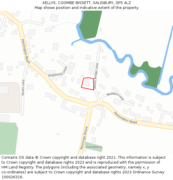 KELLYS, COOMBE BISSETT, SALISBURY, SP5 4LZ: Location map and indicative extent of plot
