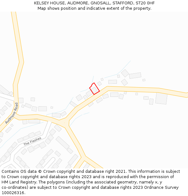 KELSEY HOUSE, AUDMORE, GNOSALL, STAFFORD, ST20 0HF: Location map and indicative extent of plot