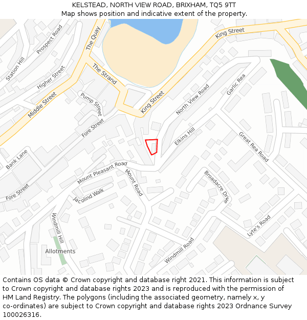 KELSTEAD, NORTH VIEW ROAD, BRIXHAM, TQ5 9TT: Location map and indicative extent of plot