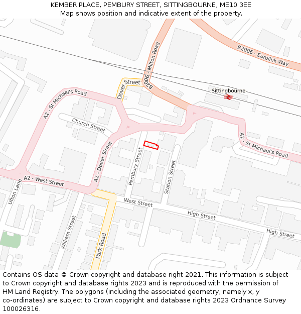 KEMBER PLACE, PEMBURY STREET, SITTINGBOURNE, ME10 3EE: Location map and indicative extent of plot