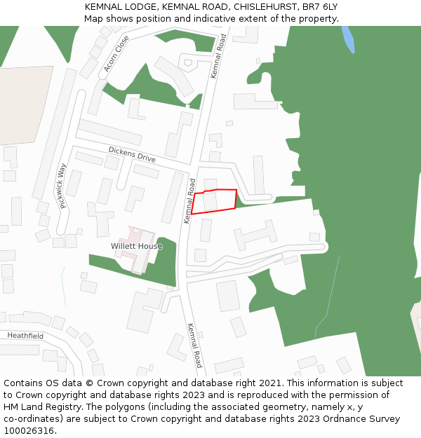 KEMNAL LODGE, KEMNAL ROAD, CHISLEHURST, BR7 6LY: Location map and indicative extent of plot