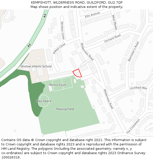 KEMPSHOTT, WILDERNESS ROAD, GUILDFORD, GU2 7QP: Location map and indicative extent of plot