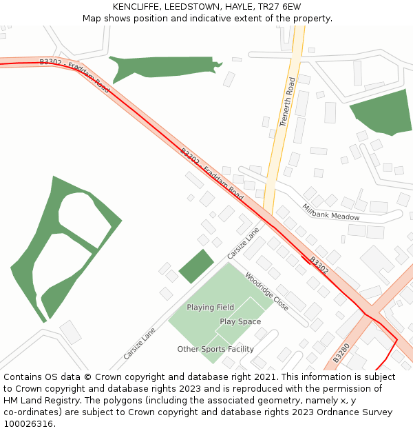 KENCLIFFE, LEEDSTOWN, HAYLE, TR27 6EW: Location map and indicative extent of plot