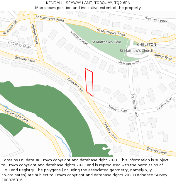 KENDALL, SEAWAY LANE, TORQUAY, TQ2 6PN: Location map and indicative extent of plot