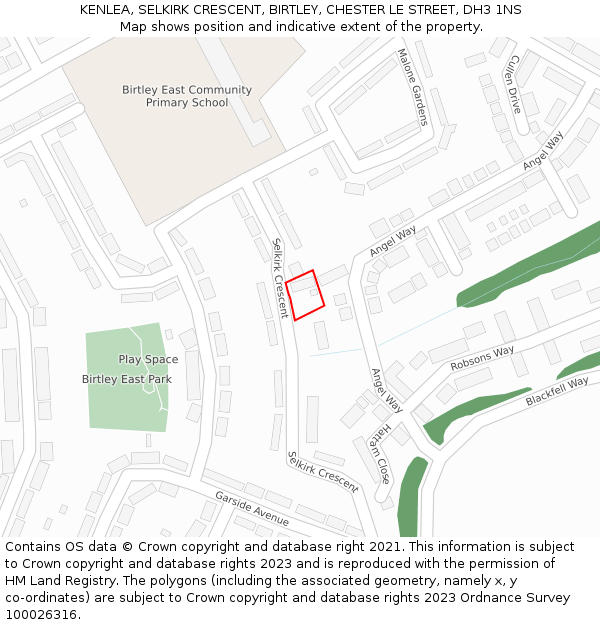 KENLEA, SELKIRK CRESCENT, BIRTLEY, CHESTER LE STREET, DH3 1NS: Location map and indicative extent of plot