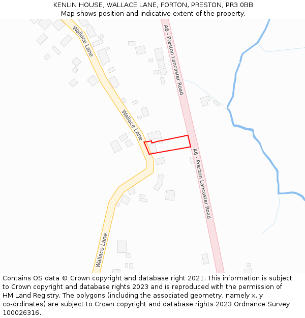 KENLIN HOUSE, WALLACE LANE, FORTON, PRESTON, PR3 0BB: Location map and indicative extent of plot