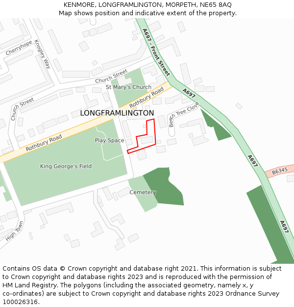KENMORE, LONGFRAMLINGTON, MORPETH, NE65 8AQ: Location map and indicative extent of plot