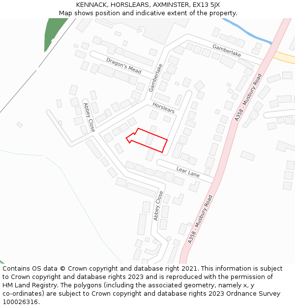 KENNACK, HORSLEARS, AXMINSTER, EX13 5JX: Location map and indicative extent of plot
