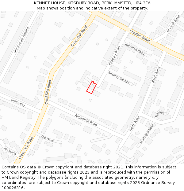 KENNET HOUSE, KITSBURY ROAD, BERKHAMSTED, HP4 3EA: Location map and indicative extent of plot