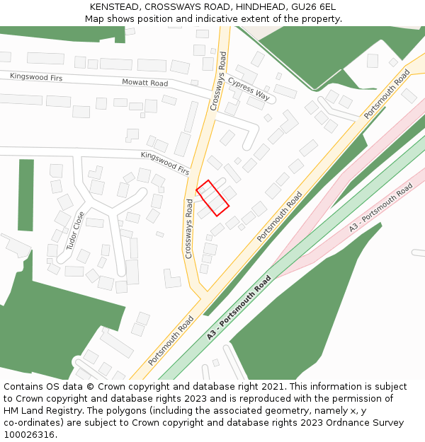 KENSTEAD, CROSSWAYS ROAD, HINDHEAD, GU26 6EL: Location map and indicative extent of plot