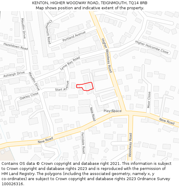 KENTON, HIGHER WOODWAY ROAD, TEIGNMOUTH, TQ14 8RB: Location map and indicative extent of plot
