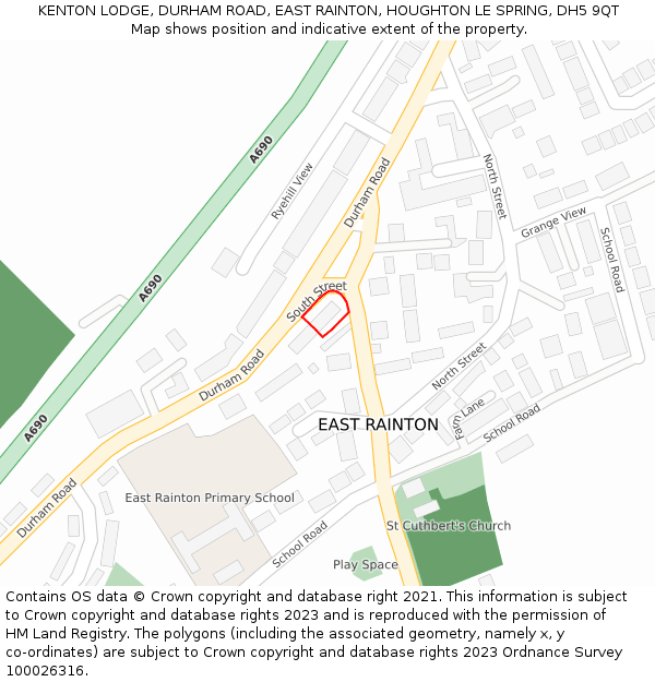 KENTON LODGE, DURHAM ROAD, EAST RAINTON, HOUGHTON LE SPRING, DH5 9QT: Location map and indicative extent of plot