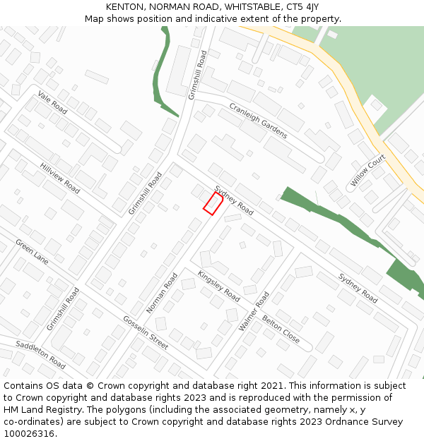 KENTON, NORMAN ROAD, WHITSTABLE, CT5 4JY: Location map and indicative extent of plot