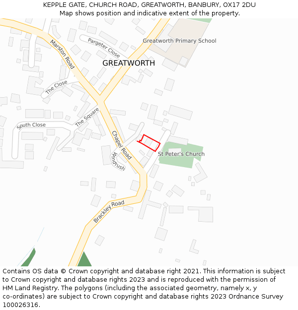 KEPPLE GATE, CHURCH ROAD, GREATWORTH, BANBURY, OX17 2DU: Location map and indicative extent of plot