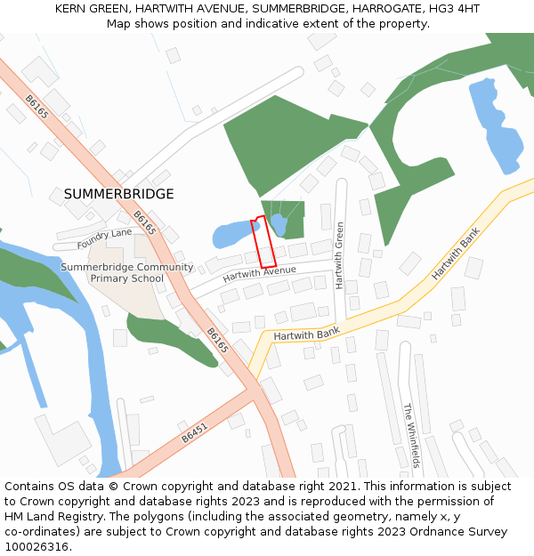 KERN GREEN, HARTWITH AVENUE, SUMMERBRIDGE, HARROGATE, HG3 4HT: Location map and indicative extent of plot