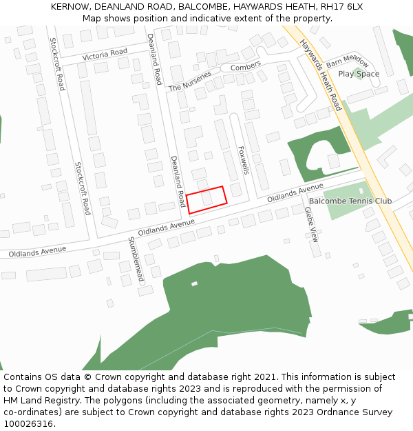 KERNOW, DEANLAND ROAD, BALCOMBE, HAYWARDS HEATH, RH17 6LX: Location map and indicative extent of plot